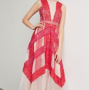bcbg floral lace handkerchief dress